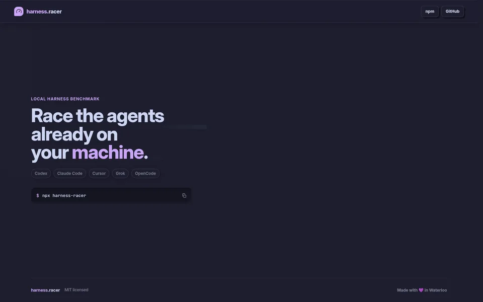 Screenshot of harness racer